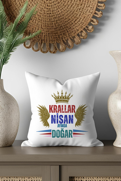 qoeuyl boutique Міні-декоративна подушка з атласу з принтом "Королі народжуют...