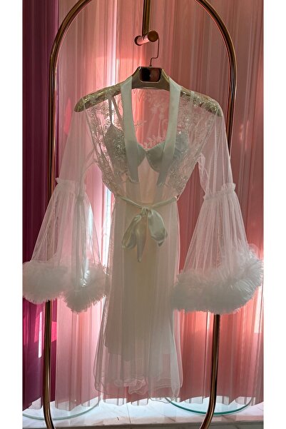 Limas lingerie Special Design Lace , 2-Piece Short Dressing Gown with Tull De...