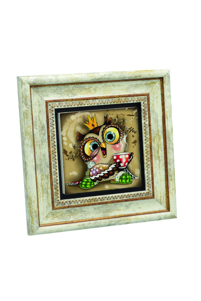 Sadrazam Owl Printed Natural Stone Painting 20X20Krg-164