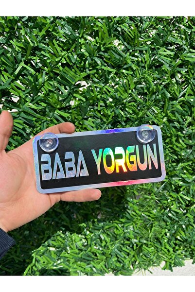HBSİ VANTUZLU (ÖPÜCÜKLÜ) CAM SÜSÜ DEKOR AMAÇLI SİYAH ÜZERİ HOLOGRAM BABA YORGUN