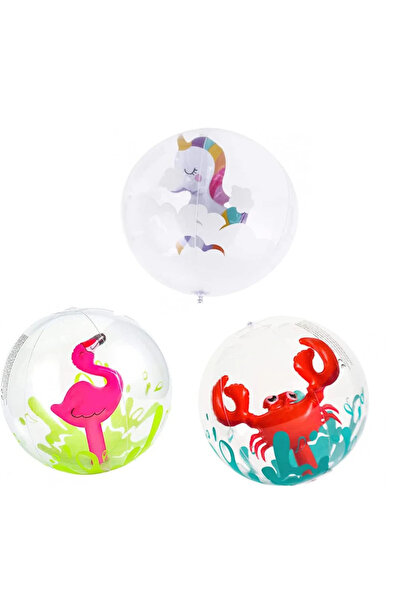 OEM Set 3 mingi de plaja, diametru 30 cm, PVC, multicolor