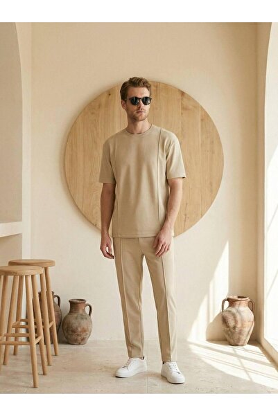 Mİ TİA ATELİER Modal Regular T-Shirt & Regular Fit Sweatpants Set