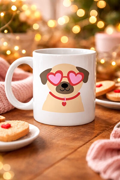 CT STONES Cute Heart-Eyed Dog Patterned Porcelain Mug Model 46 – Love-Filled ...