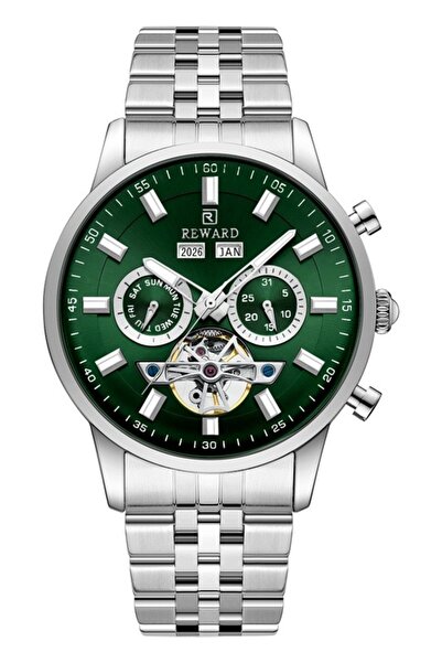 Reward Rwa147644 Green Dial Open Heart Automatic Steel Men's Wristwatch