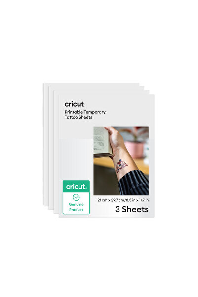 Cricut 2012791 Yazdirilabilir Geçici Dövme Kağidi Transparan A4 3 Sayfa