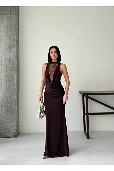 ARK MAĞAZALARI Degaje Yaka Maxi D Lace Dress