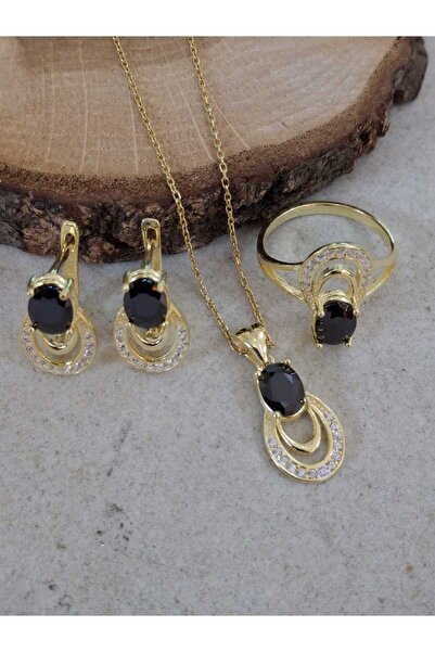 Süryani gümüş sanatı Altın yaldızlı onix taşlı gümüş set