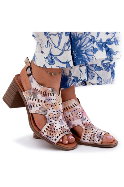 BOTO Sandale de damă cu toc decupat, multicolore, Tosine, 40