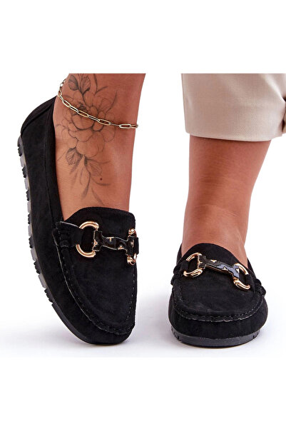 BOTO Mocasini piele întoarsă cu ornament negru Dionira 37