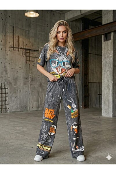 DENİKK Trend Special Stone Print Embroidered Tracksuit Set