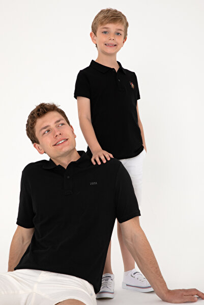 U.S. Polo Assn. Tricou Polo Băieți Pe Negru Cu Logo Colorat