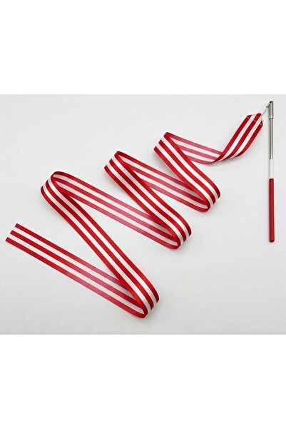 YAPIŞKAN STORE Kırmızı Beyaz Balerin Dans Kurdelesi 2 Metre Yaylı Uç - Jimnas...