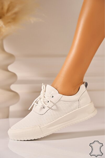 Joana Αθλητικό παπούτσι Aselia από λευκό Γνήσιο Δέρμα , σόλα 3cm, 39