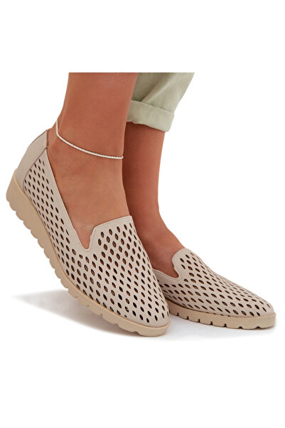 BOTO Women's Perforated Loafers Beige Flariette 39