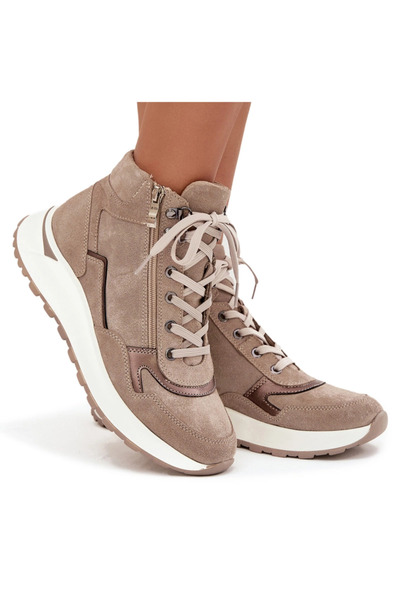 Zazoo Ghete sport pentru femei cu platformă, din piele întoarsă Z1239 bej, ta...