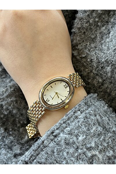 Quest Melani Oval Steel Case Mineral Glass White Dial Gold Metal Band 1 Atm R...