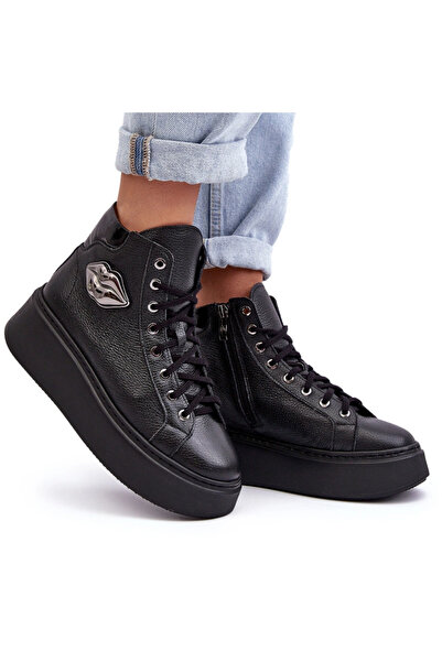 BOTO Sneakerși cu fermoar înalt pentru femei Lemar Black Katerin 39