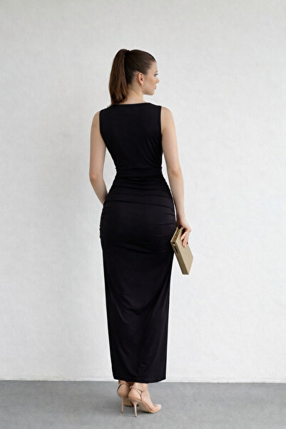 Nika Fashion Kemerli Vatka Detay Elbise