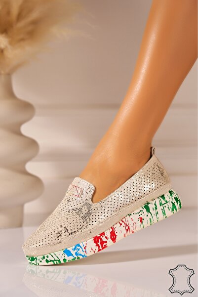 Joana Mocasini aurii din piele pentru femei Keityn 39