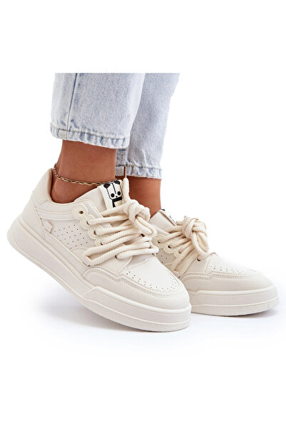 BOTO Sneakerși bej din piele sintetică pentru femei Avanalis 39