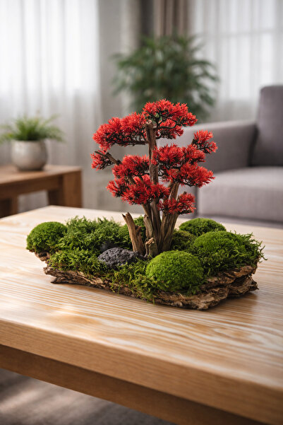 Decoroon El Yapımı Bonsai Dekor | Gerçek Şoklanmış Yosun ve Ağaç Kabuğu | Jap...