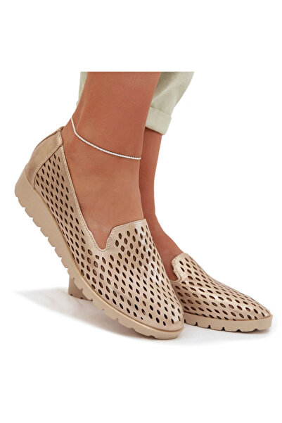 BOTO Pantofi sport damă cu model ajurat, aurii, Flariette, 40