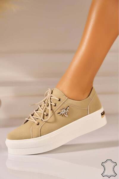 Joana Μπεζ Σουέτ Δερμάτινο Αθλητικό παπούτσι Imyra 40