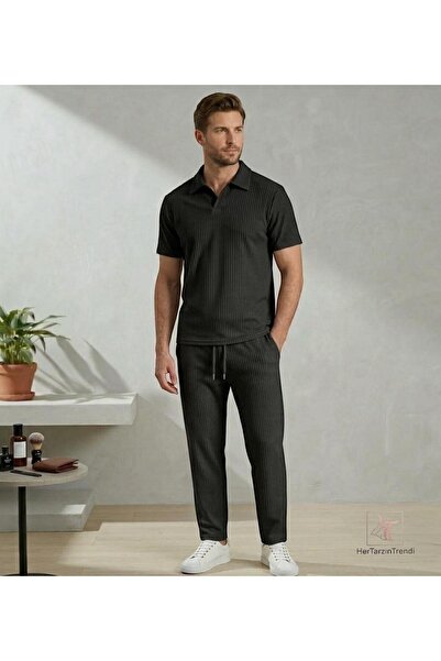 HerTarzınTrendi Ottoman Patched Polo Collar T-Shirt and Baggy Sweatpants - %1...