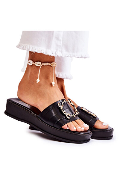 S.BARSKI Papuci de damă la modă din piele, negri, Adaline 37