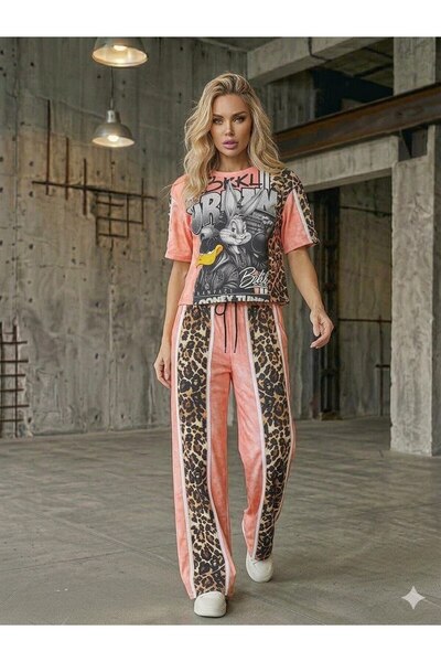 DENİKK Trend Special Stone Print Embroidered Tracksuit Set