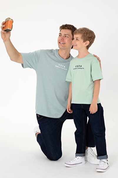 U.S. Polo Assn. Boys' Pale Green Oversized Crew Neck T-Shirt With USPA Logo