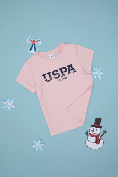 U.S. Polo Assn. Tricou Băieți Roz Pal Cu Guler Rotund Și Logo USPA