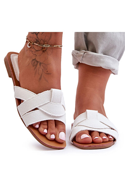 BOTO Papuci de damă din material textil alb Aversa 36