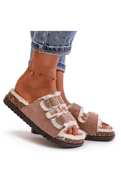 BOTO Women's Slippers Slides With Buckles And Fur Beige Ezilena 41