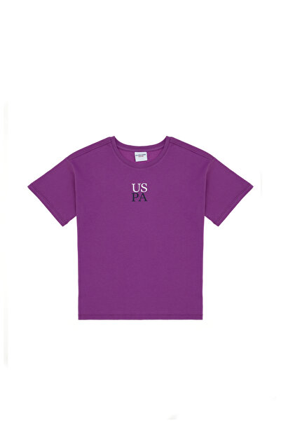 U.S. Polo Assn. Tricou Băieți Mov Cu Guler Rotund Și Print USPA