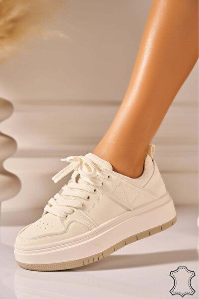 Joana Αθλητικό παπούτσι Neydis Cream από Γνήσιο Δέρμα 38