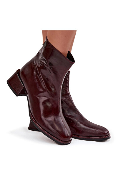 S.BARSKI Women's ankle boots made of genuine leather with block heel heated D...