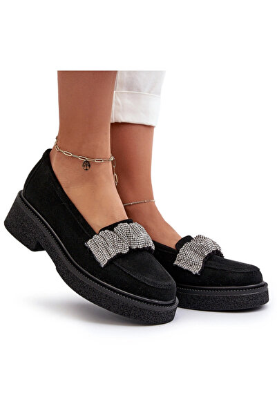 Zazoo Mocasini piele întoarsă 3419 cu curea decorativă, negru, 40