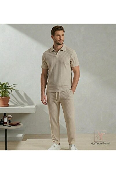 HerTarzınTrendi Ottoman Patched Polo Collar T-Shirt and Baggy Sweatpants - %1...