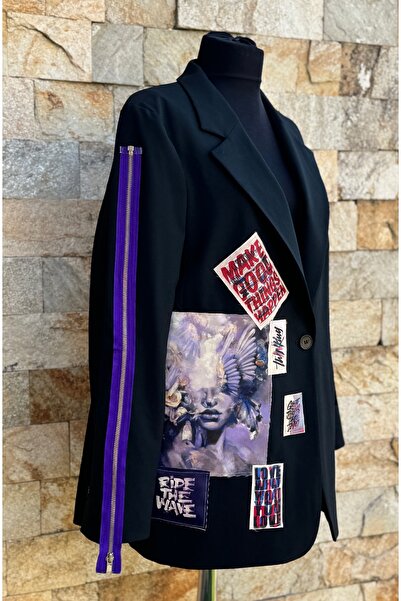 Classy Store Purple Style Handmade Women's Jacket, Black