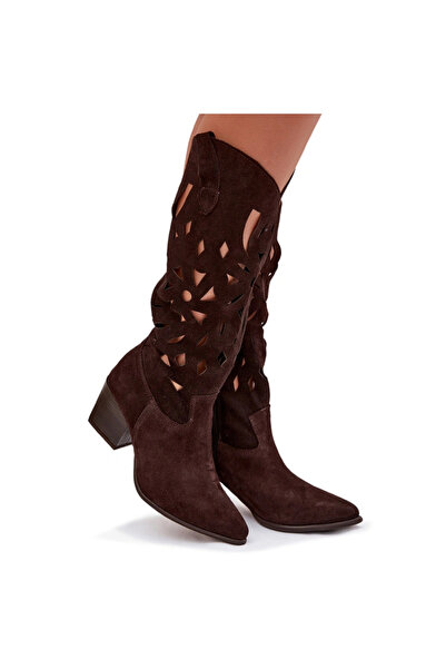 Zazoo Openwork Boots Made of Suede 3167 Chocolate 39