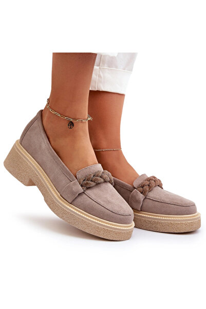 Zazoo Women's Suede Moccasins with Decoration Cappuccino 3429/W 36