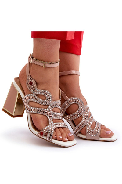 S.BARSKI Women's Embellished Sandals with Stiletto Heel D&A CR952 Pink 39