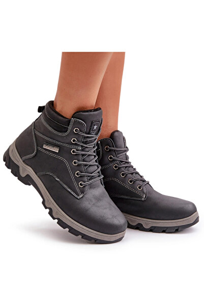 Evento Men's Insulated Trekking Shoes Made Of Leather Navy Neramia 40