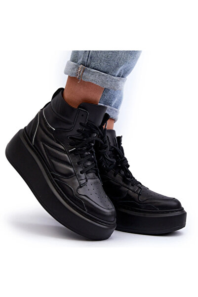 Zazoo 3392/X Women's Leather Platform Sports Shoes Black 37