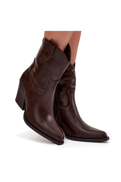 BOTO Women's Cowboy Boots Leather On Heel Chocolate Sorelia 37