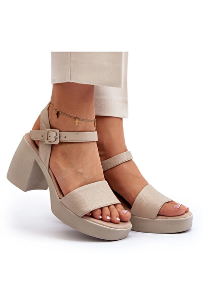 Zazoo Sandale damă din piele cu toc bloc , mărimea 38