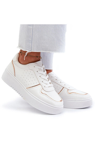 BOTO Sneakerși cu platformă pentru femei, albi, Tessama 41