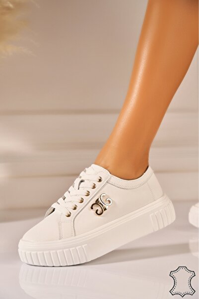 Joana Λευκά Αθλητικό παπούτσι Lorye από Γνήσιο Δέρμα 41