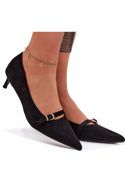 BOTO Women's Low Heel Shoes With Decorative Strap Black Pirela 41